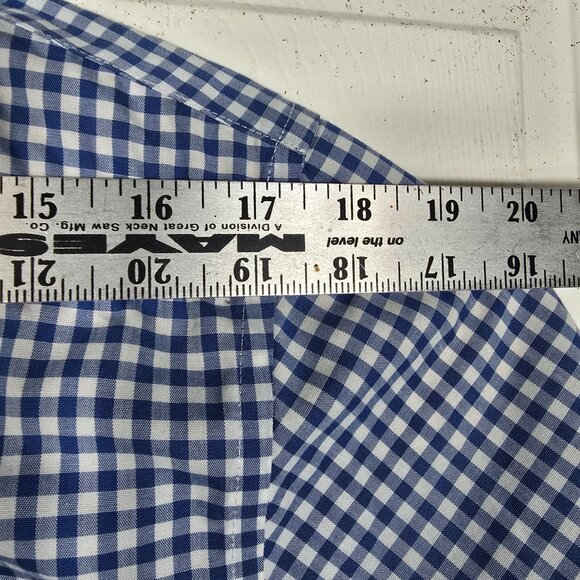 L.L. Bean Button Down Dress Shirt Medium Men's Long Sleeve Blue White Check - Picture 6 of 8